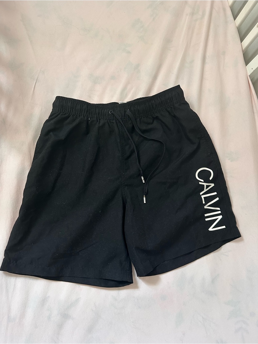 Calvin Klein Black Men's Swim Shorts with Vertical Logo